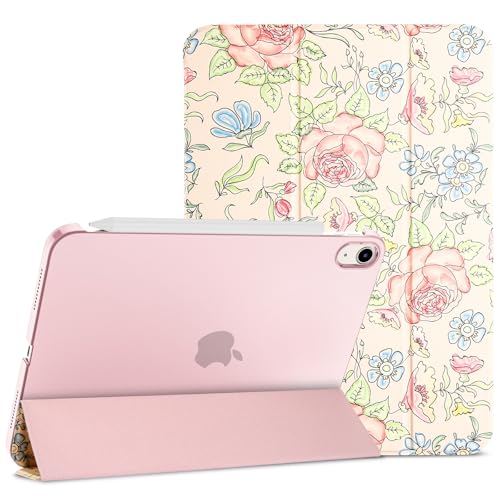 ProCase for iPad (A16) 11th Generation 11 Inch 2025/ iPad 10th Generation 10.9 Inch 2022 Case Slim Smart Cover with Translucent Hard Shell Back Supports Touch ID Auto Wake/Sleep -Rose