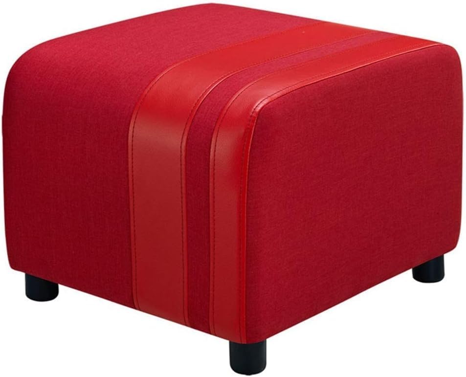 Pouf repose-pieds rembourré rouge 45x50x40cm pour salon