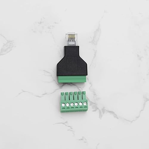 Miniatura 7 de 2 unids RJ12 adaptador de audio conector Ethernet RJ12 6P6C macho a 6 pines tornillo terminales adaptador conector hogar accesorios de audio