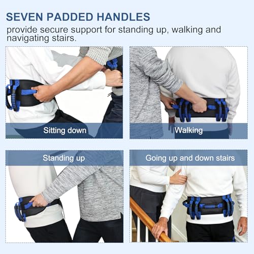 Gait Belt with 7 Handles for Seniors & Caregivers - 5” Wide Transfer Belt for Elderly, Bariatric & Disabled | Adjustable 30-50 Inch, Quick-Release Buckle | Heavy Duty Support for Home Care by WSDKNS - Image 3
