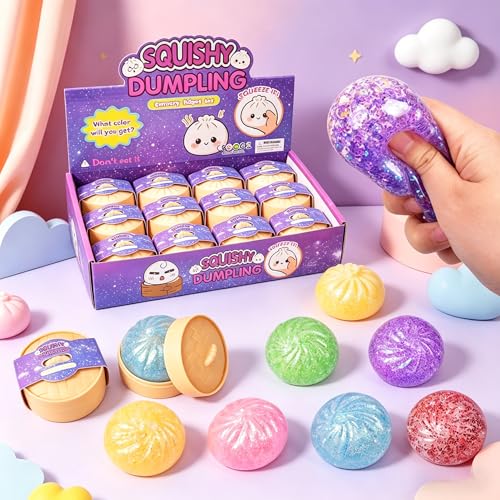 12pcs Glitter Dumpling Squishy Mini Dumpling Squishy Dumpling Squishy Blind Box Cute Soft Sensory Fidget Squeeze