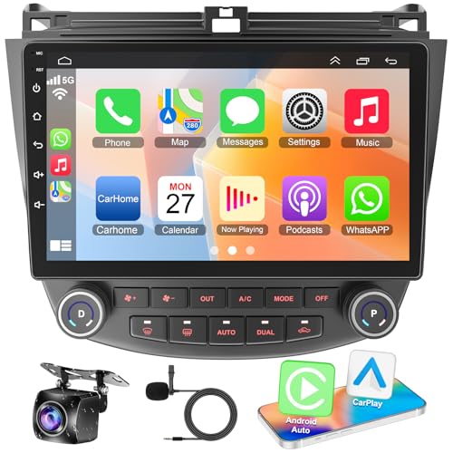 [8-core +64GB] Car Radio for Honda Accord 2003 2004 2005 2006 2007 10.1 QLED Touch Screen Support Wireless CarPlay & Android Auto Bluetooth 5.2 GPS & WiFi Backup Camera Car Stereo Android 15