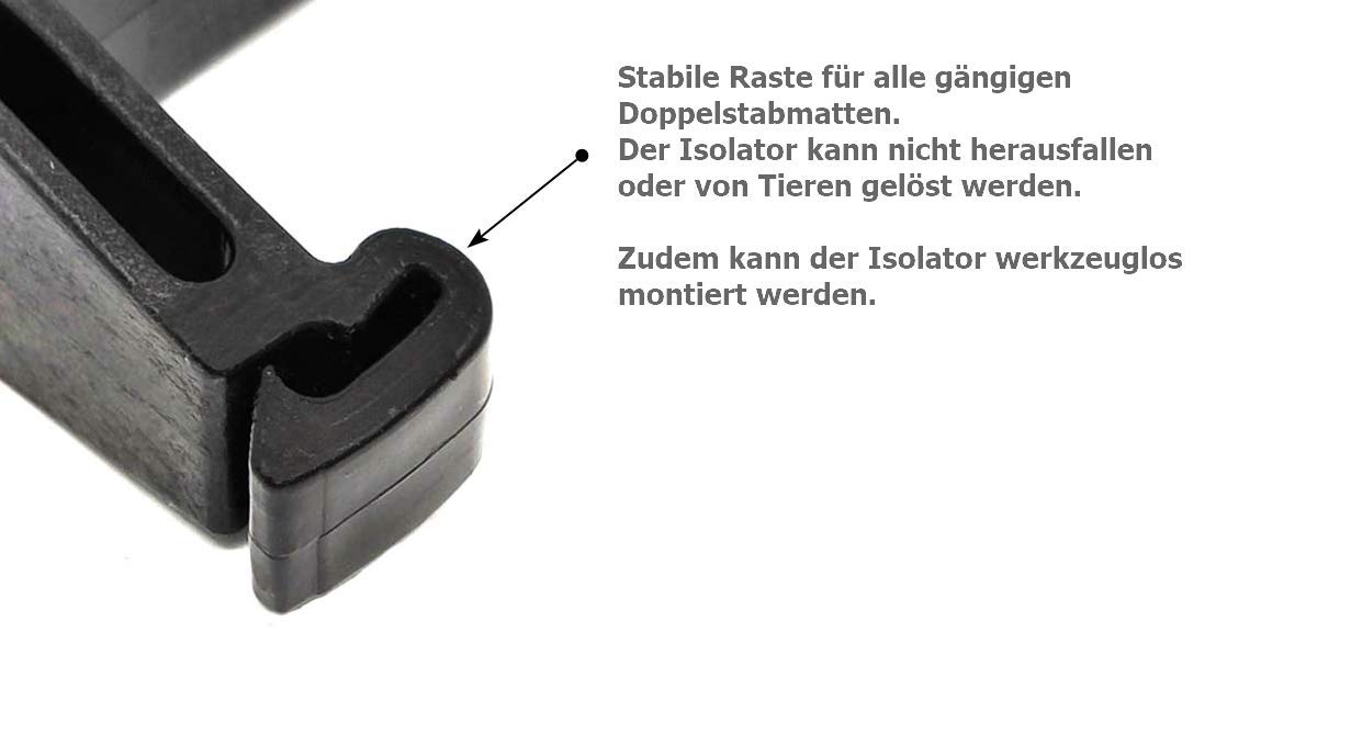 Isolator für Doppelstabmattenzaun Elektrozaun, 25 Stück | Gartenzaun, Weidezaun für Band Litze Seil Draht
