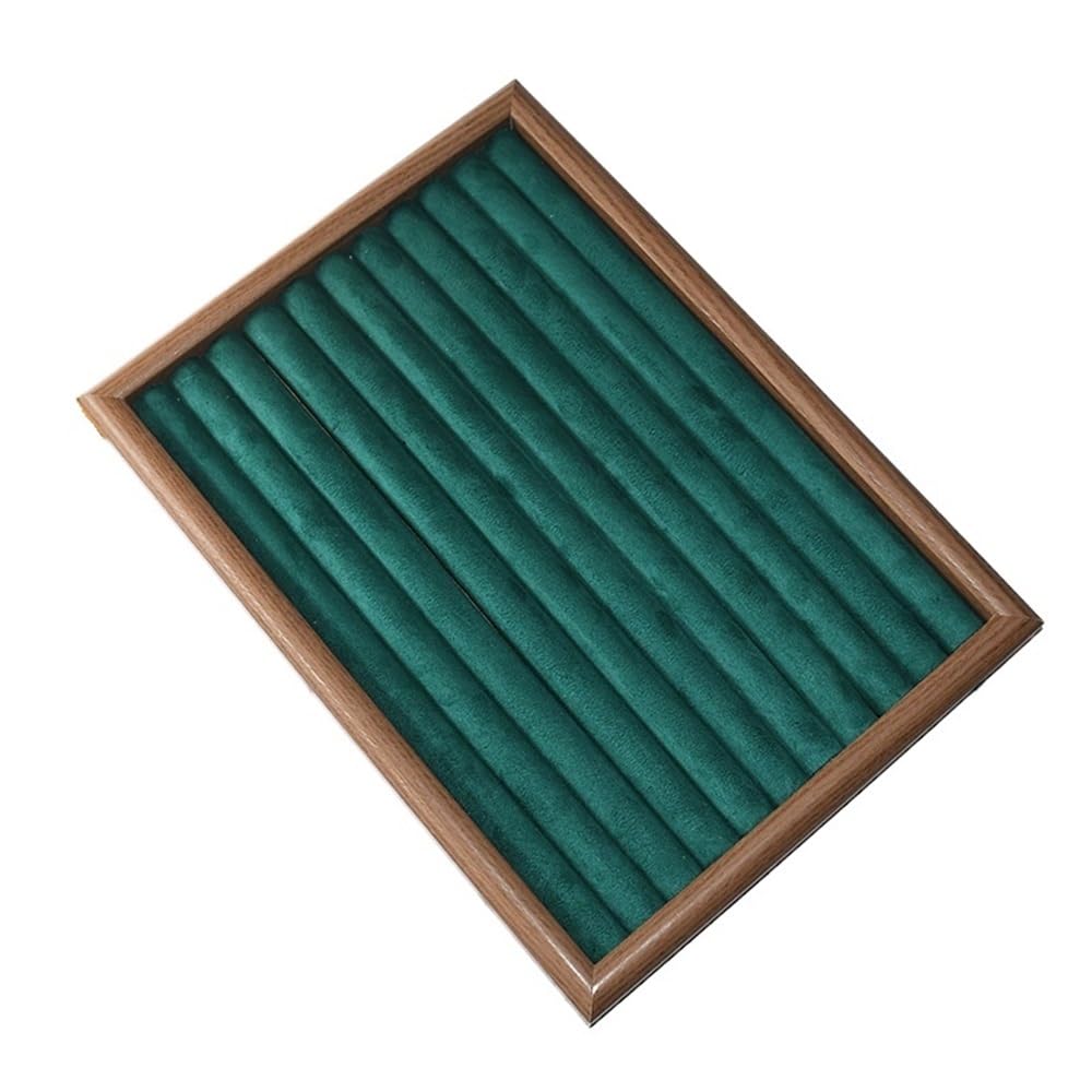 Zeng25liangOu-12 jewellery stand Brown Dark Green Wooden Jewelry Rack Ring Tray Bracelet Earring Staple Earring Storage for Display and Storage(Large)