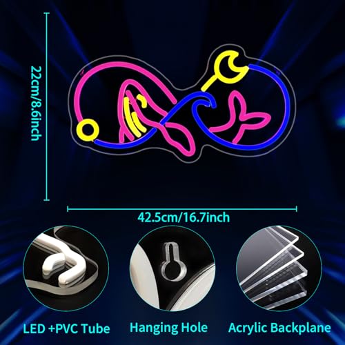 Image of Whale Neon Sign, JGHTURIE Cute Pink Neon Signs for Decor, Animal LED Sign for Room Decor, Bar, Party, Man Cave, USB Powered