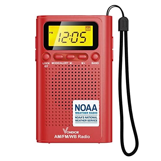 NOAA Weather Radio - Emergency Digital Radio WB/AM/FM - Alert Mode - Portable Radio with Best Reception and Longest Lasting Transistor. Powered by 2 AAA Battery with Mono Headphone Socket, by Vondior