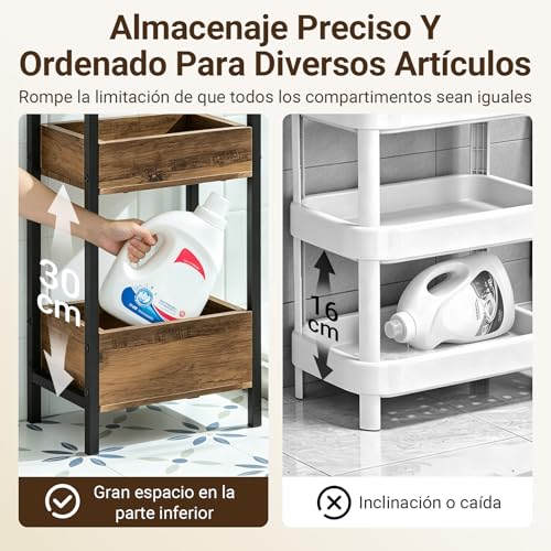 Miniatura 5 de Sobuy Mueble Baño Auxiliar Estrecho Con 3 Estantes Resistentes Armario De Baño De Mdf Muebles De Baño Hasta 30kg En Madera Para Baños Pequeños 28x20x74cm Frg226-F