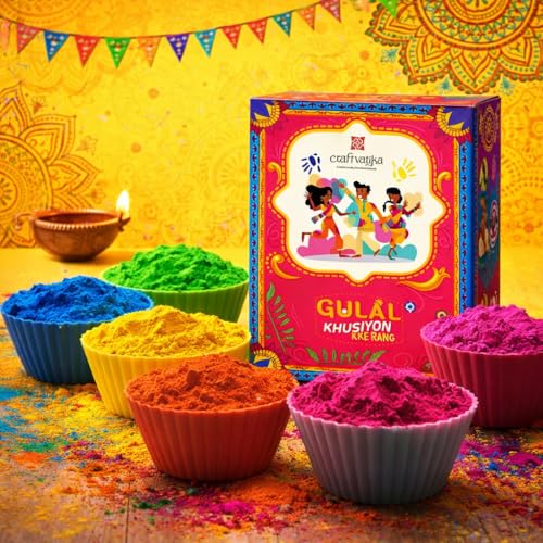 Image of CraftVatika Herbal Holi Rang Gulal Colours with Dairy Milk Chocolate Pack, Holi Colour with Chocolate Combo (Type 1)