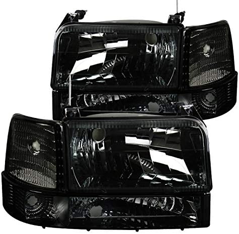 Spec-D Tuning Bronco Smoke Headlights Tinted Bumper Lights Corner Lamps Compatible with 1992-1996 Ford F150 F250 F350 L+R Pair Assembly Left + Right Pair Headlamps Assembly