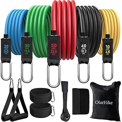 OlarHike Resistance Bands Set, Exercise Bands for Men and Women, Outdoor & Indoor Workout Bands with Handles, 11 pcs Fitness Equipment Set for Home Gym up to 150lbs (Multiple-colours) Cover