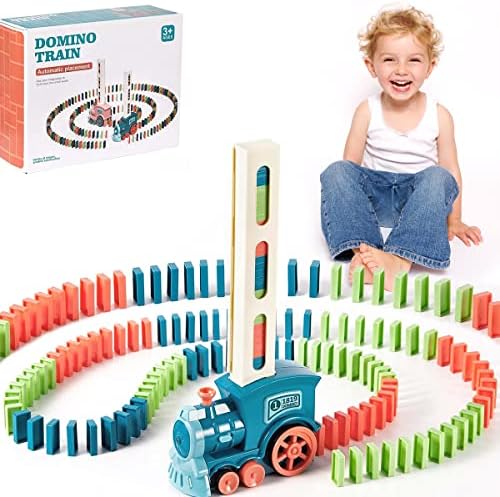 Kids Games Domino Train Toy Set 180 pcs,Automatic Dominoes Train Set Toys with Sound & Light for ages 5-7,Creative Educational outdoor toys for kids ages 4-8, Birthday Gifts for 3+ Year Old kids