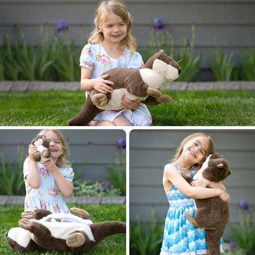 Image of MaoGoLan 4pc River Otter Stuffed Animal with 3 Babies Inside-24in Giant Lifelike Soft Otter Plush Toys-Cuddly Wildlife Stuffed Animal for Kids