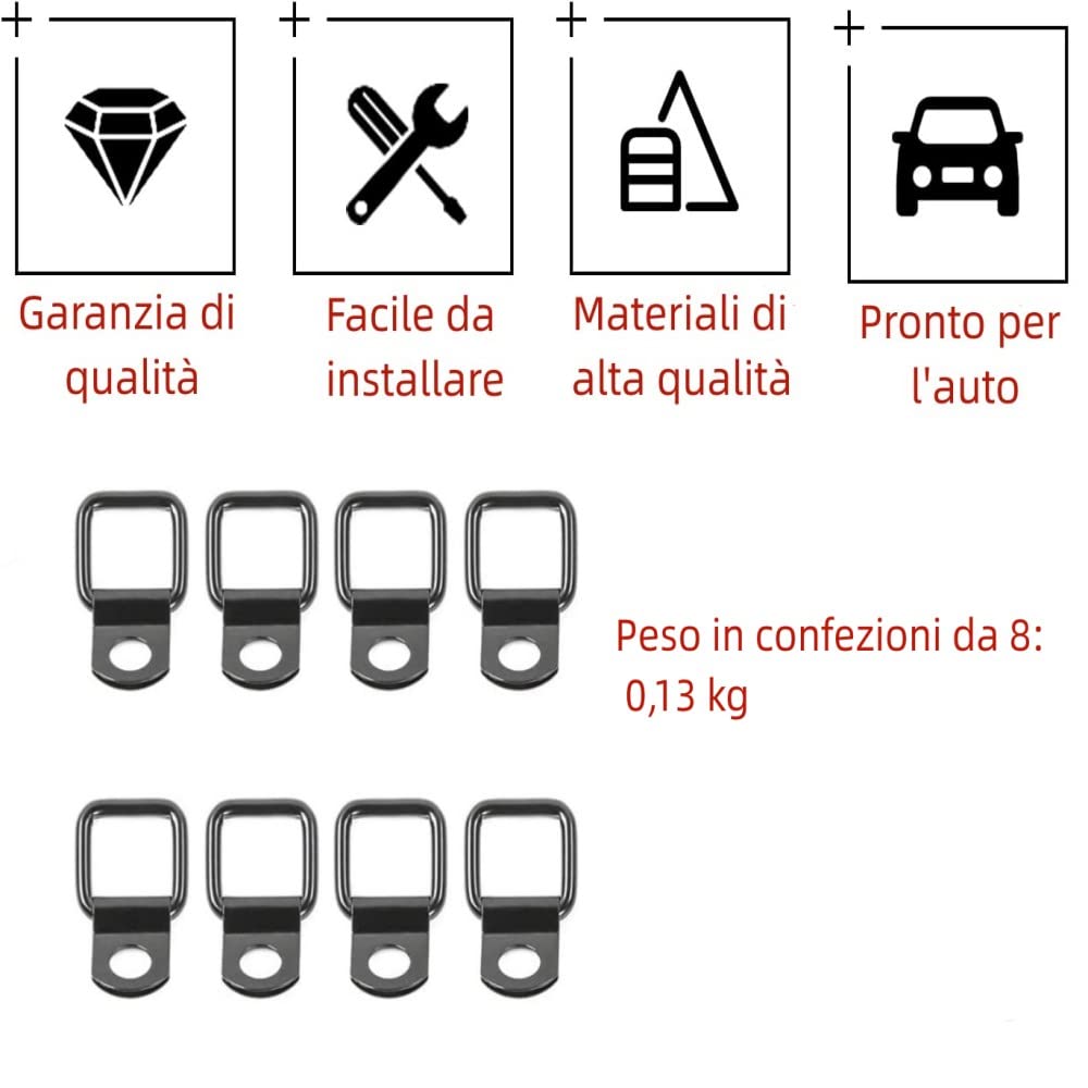 Anelli Di Ancoraggio A D Per Jeep Wrangler - Set 4 Pezzi In Lega Alluminio, Per Reti E Cinghie - Foto 5