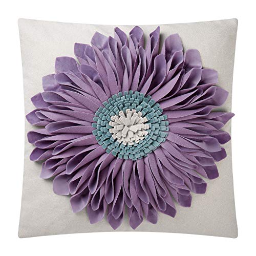 OiseauVoler ハンドメイド 3Dフラワー クッションカバー おしゃれ かわいい ヒマワリ スクエア 装飾枕ケース ルームソファ車椅子用 部屋飾り 45x45CM
