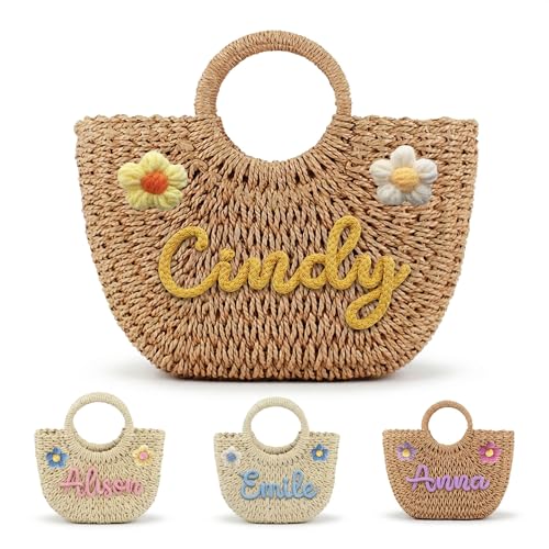 Personalized Straw Beach Bag Custom Summer Woven Handbag