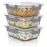 Arendo - Lunchboxen Glas - Frischhaltedosen für Lebensmittel mit Deckel luftdicht - 3er Set - 1000 ml - für Mikrowelle Ofen Gefrierschrank - Spülmaschinen geeignet - Vorratsdosen Meal Prep Boxen Set