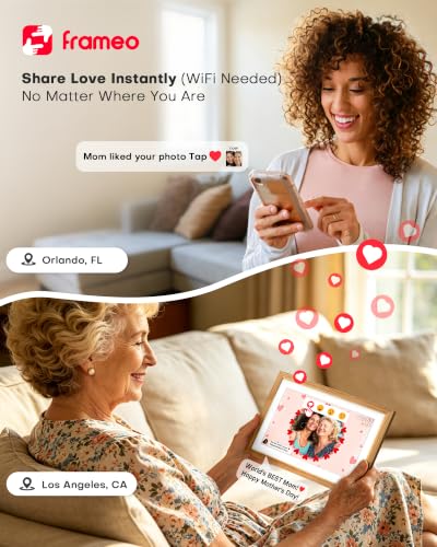 Image of Frameo Digital Picture Frame, 10.1'' Electronic Photo Frame Load from Phone | 1280x800 IPS Touch Screen, 32GB, Easy Share Photos & Videos with Family, Birthday Anniversary Wedding House Warming Gifts