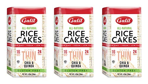 Galil Ultra-Thin Rice Cakes with Chia & Quinoa Pack of 3 | All-Natural, Non-GMO, Low Fat, Gluten-Free Rice Cakes 3.5oz.
