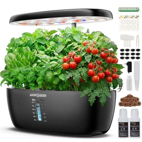 Ahopegarden Indoor Garden Hydroponics Growing System: 12 Pods Plant Germination Kit Garden Kit Growth Lamp Countertop with LED Grow Light Hydrophonic Planter Grower Harvest Vegetable Lettuce