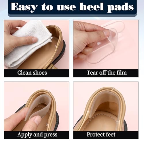 Image of 34 PCS Silicone Heel Protector Gel Heel Cushion Inserts Shoe Strap Grip Self Adhesive Shoe Cushions for High Heel Anti Slip Sandals Gel Protector Strips Sling Backs Foot Support Sticker for Women Men