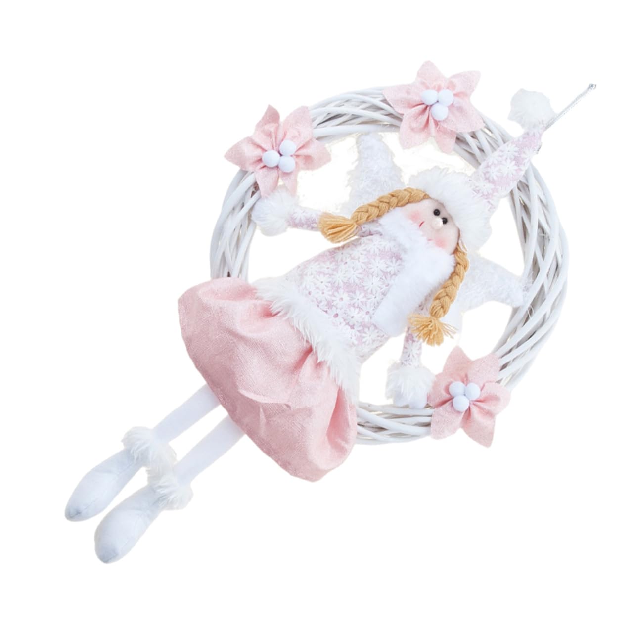 Cabilock 2 Piezas Círculo De Vid De De Ángel Puerta De Navidad Guirnalda Luces De Cortina De Navidad De Coronas De Puerta Artificial Decoración Rosa Rota