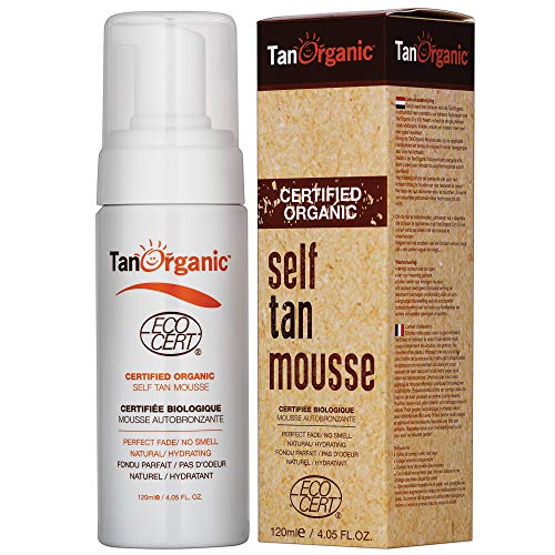 TanOrganic Self-Tan Mousse, Sunless Bronzer for Indoor Tanning with All-Natural Ingredients, Certified Organic Ingredients, Dermatologist Approved. Fake Tan for Darker Skin