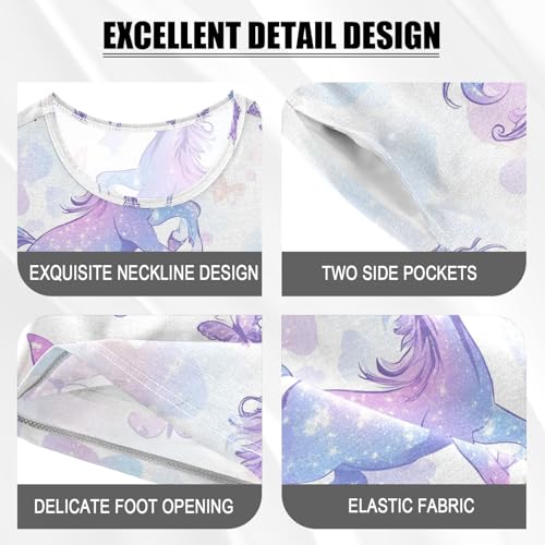 Vdsrup Unicorns Summer Pajamas Set Short Cotton Butterfly Sleepwear 2 Piece Unisex 5Y3