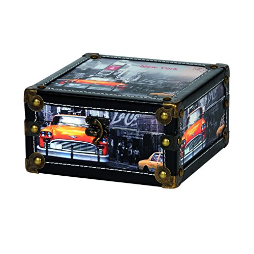 Kleiber Coffre de rangement en bois New York Noir 20 x 20 x 10 cm