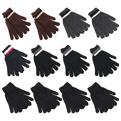 Gelante 12 Pairs Adult Winter Knitted Magic Stretch Gloves -2096G-12Pairs-Assort