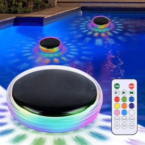 Luz Solar Piscina Flotantes, luminación LED Subacuática Solar, Iluminación RGB con Cambio de Color para Piscina, IP68 Impermeable, para Decoración de Jardín y Piscinas (B)
