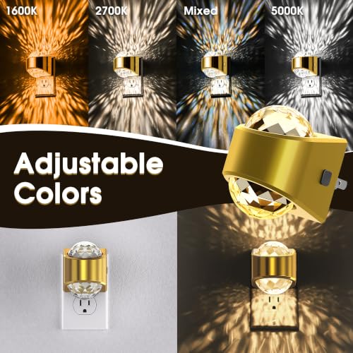 Image of Briignite Night Light Plug into Wall, Color Changing Night Light for Kids, 3CCT Diamond Design with Star Projector, Dusk to Dawn Sensor for Nursery Bathroom Bedroom Gaming Room Decor Gift, 2 Pack