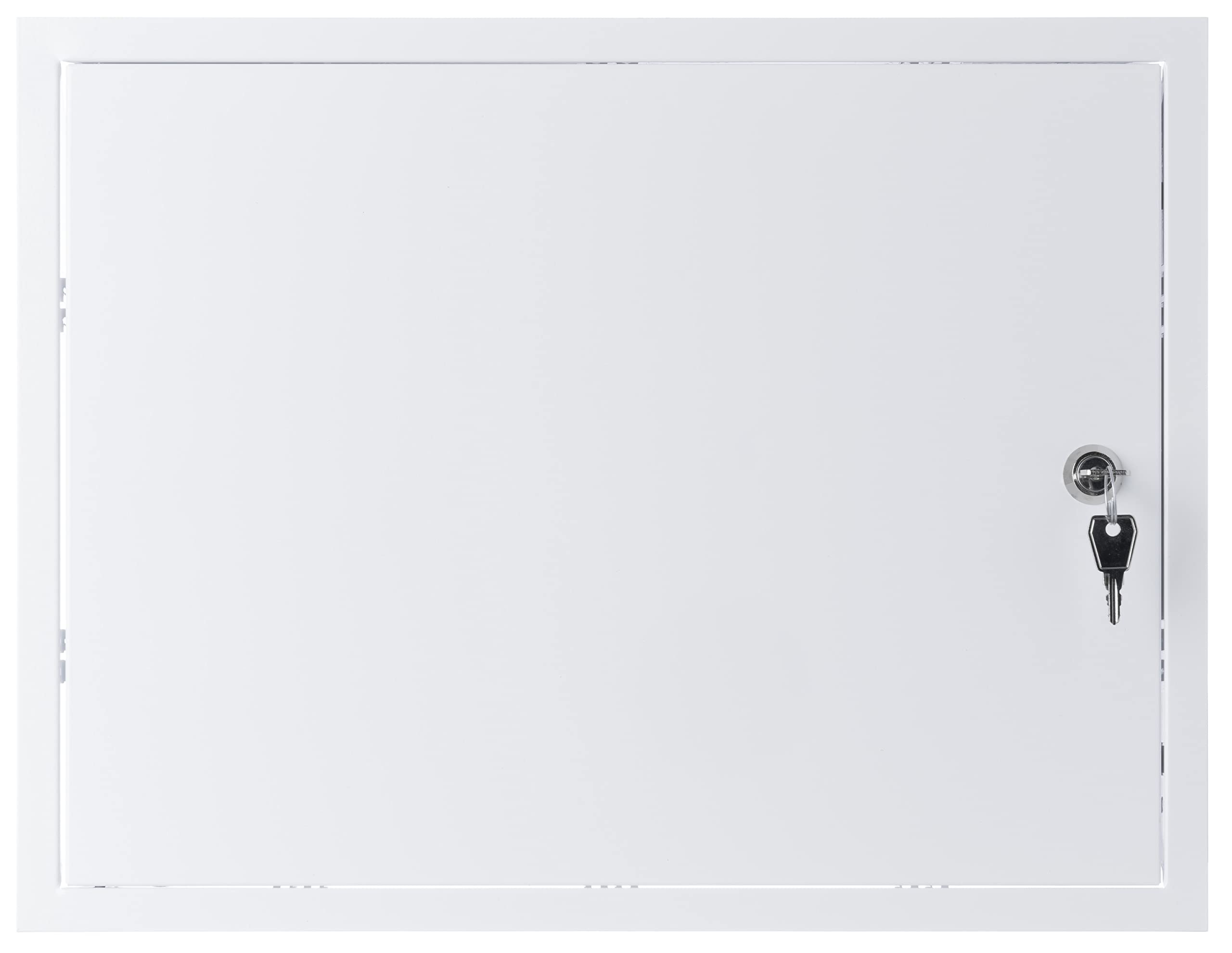 Steinberg14 Sportello di ispezione bianco 40 x 30 cm con serratura – acciaio zincato – chiudibile – porta di ispezione – vano di manutenzione 400 x 300 mm