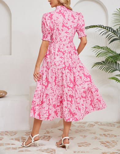 Kedera Women Summer Casual Maxi Dress Trendy 2025 Puff Short Sleeve V Neck Ruffle Tiered Flowy Boho Beach Long Dresses2