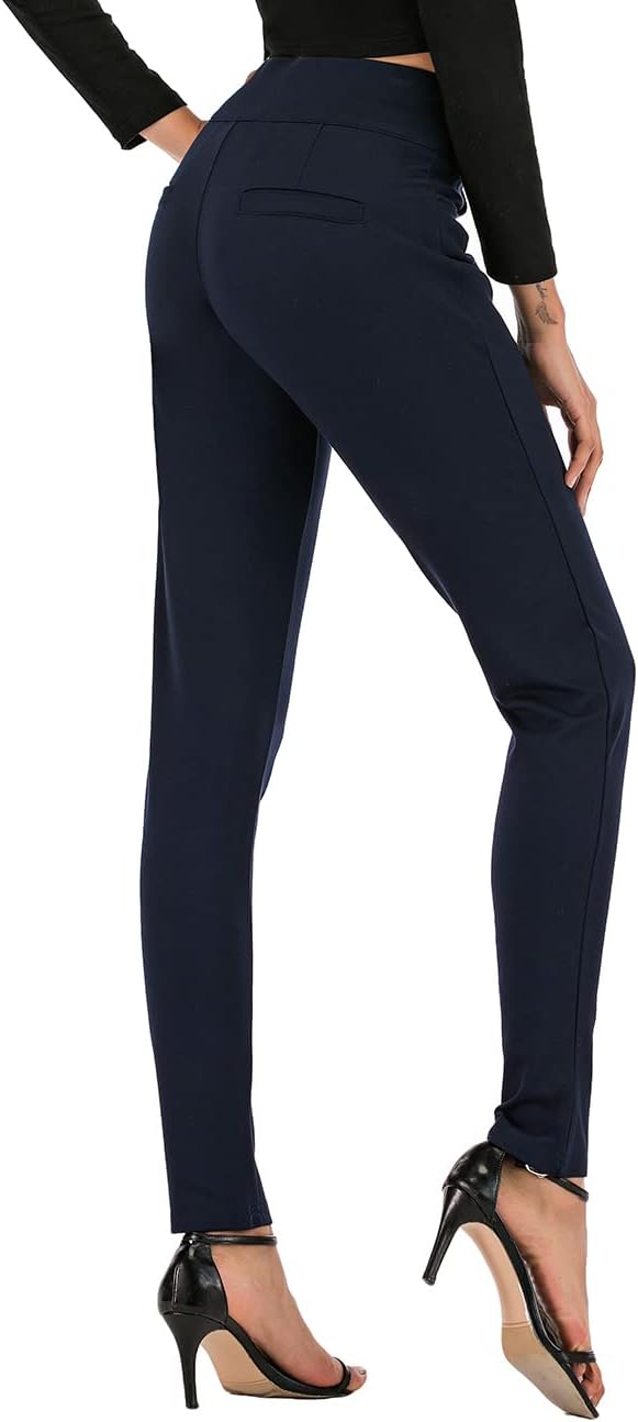 neezeelee Dress Pants for Women Comfort Stretch Slim Fit Leg Skinny High Waist Pull on Pants with Pockets for Work - Image 3