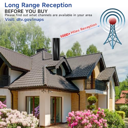 1000+ Miles Range TV Antenna, Digital TV Antenna Indoor with Amplifier and Signal Booster, Portable HD Antenna for TV Indoor Outdoor for Smart TV and Old TVs - 36ft Coax Cable - Support 4K 1080p
