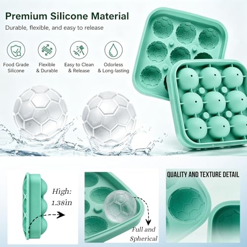 Molde de silicona para hielo esférico balón de fútbol 3D miniatura 3