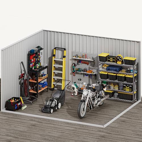 Image of DWVO 10'x8' Large Metal Outdoor Storage Shed, Heavy Duty Tool Storage Sheds for Backyard Patio Lawn - Ideal for Bicycles, Garden Tools, and Lawn Equipment, Easy-to-Assemble, Dark Gray