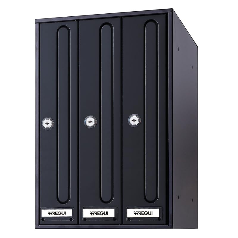ARREGUI Front Vertical Community Mailbox, 3 units, black