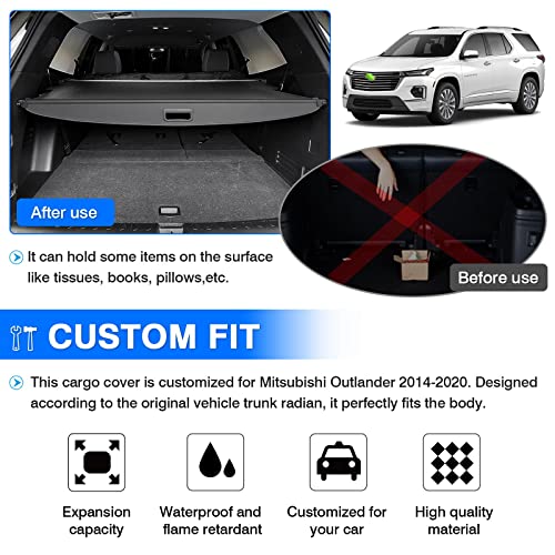 Image of Powerty Retractable Cargo Cover for 2018-2024 Chevy Traverse-Canvas Texture Trunk Cover Privacy Screen Rear Security Shade for Chevrolet Traverse Accessories