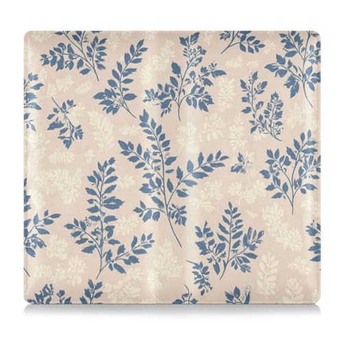tplaotee Funda de piel para seguro de coche y tarjeta de registro de coche, diseño retro de hojas azules, funda para documentos esenciales, licencia de conducir, tarjetas