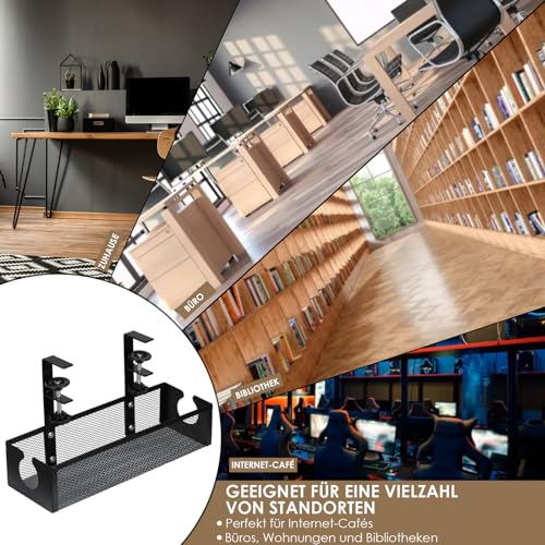 BEZORR Unter dem Schreibtisch Kabelmanagement,Kabelmanagement-Ablage unter dem Schreibtisch, Stanzfreier kabelmanagement Kabelführung für Büro I Home-Office I Schwarz