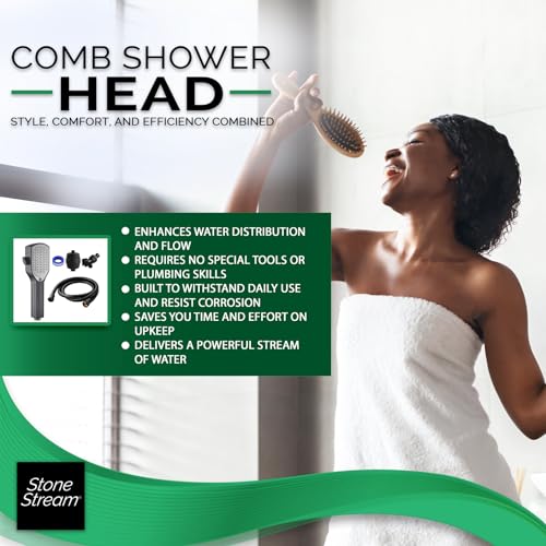 Ducha StoneStream Comb Negra con Filtro y Accesorios miniatura 4