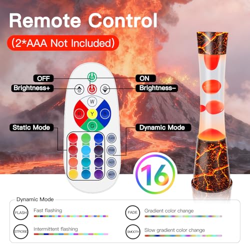 Biulazyda 15.5-Inch Color Changing LED Lamp,Smart Timer Remote-Controlled Volcano Large Liquid Motion Lamp,Dynamic Shadow Ambiance Night Light & Christmas Gifts by Biulazyda - Image 3