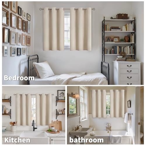 YoungsTex Short Blackout Curtains 40 Inch Length - Small Thermal Insulated with Grommet Darkening Drapes Privacy for Kitchen Bathroom Windows, 2 Panels, 34 x 40 Inch, Champagne by YoungsTex - Image 2