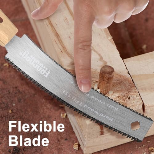 Frocopo Hand Saw Woodworking Tools, 6-Inch Pull Saw, Flexible Double-Edge Blade 17/11 TPI, Japanese Flush Cut for DIY Craft, Non-Slip Wood Handle, Sharp & Lightweight for Woodworking and Garden Trim - 5