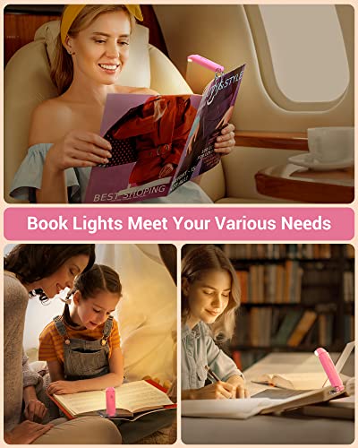 Dewenwils Amber Book Reading Light, Usb Rechargeable Book Light For Reading In Bed, Blue Light Blocking, 4 Brightness Adjustable For Eye Care, Led Clip On Book Lights For Kids, Bookworms (Pink) #TOP7