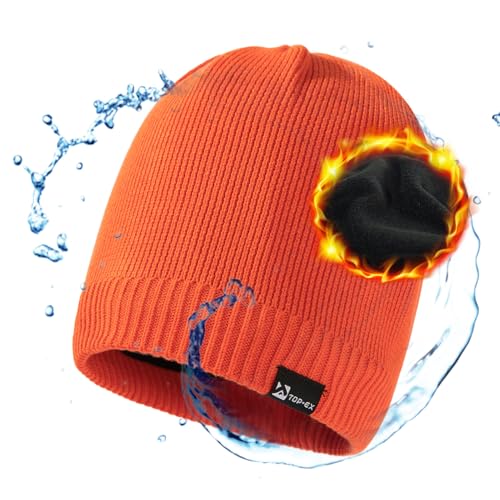 Image of Oversized L /XL /XXL DryKnit Waterproof Merino Wool Blend Beanie Fleece Lined Knit Hat for All-Weather Winter