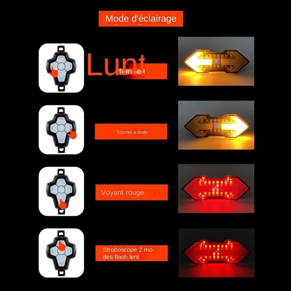 Bezprzewodowy zdalny kierunkowskaz rowerowy MTB, inteligentny tylny kierunkowskaz LED, ładowany przez USB, tylny kierunkowskaz rowerowy