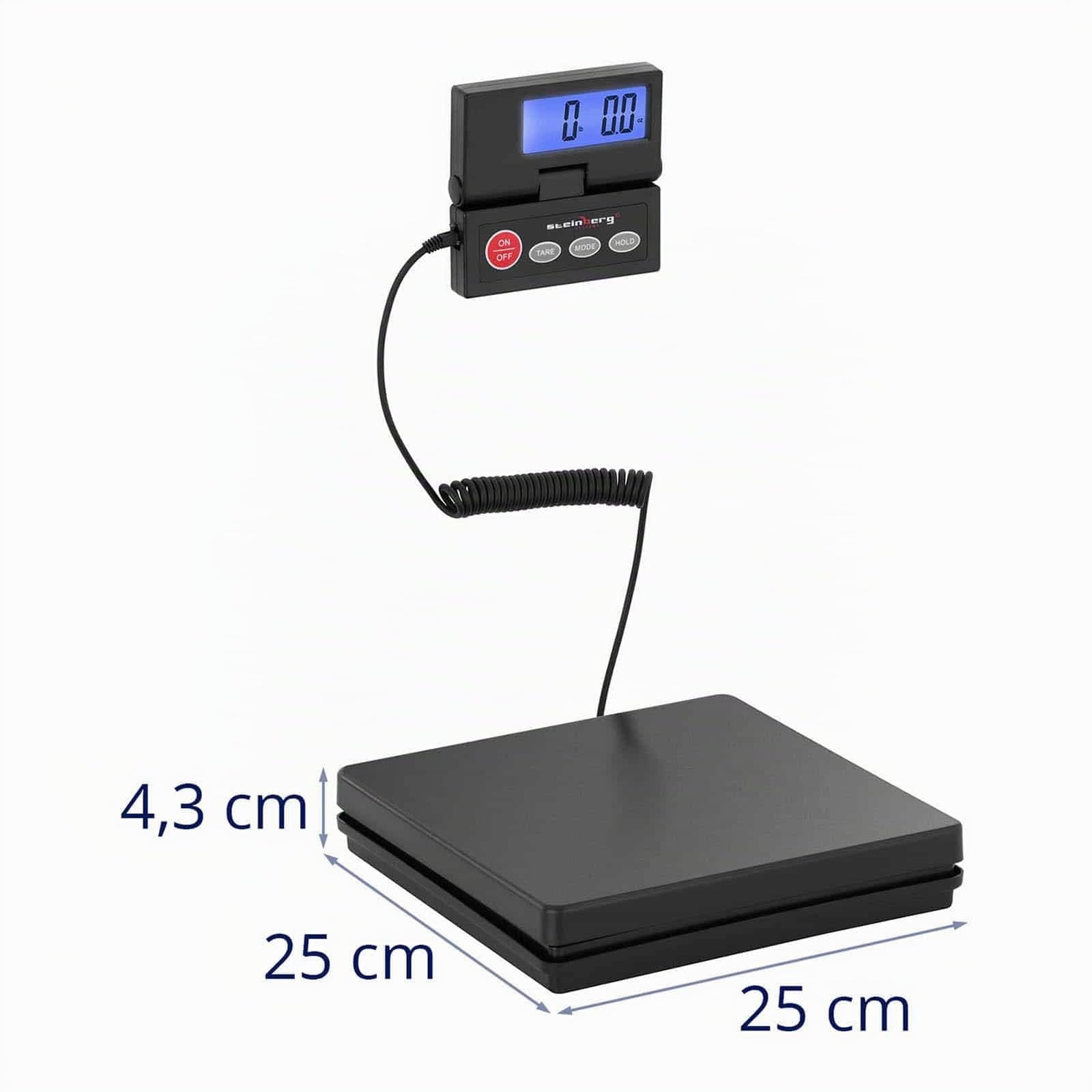 Steinberg Balance Professionnelle Pèse-colis Pèse Paquet Bureau de Poste SBS-PT-40/1 (40kg/1g, adaptateur inclus (6V, 500 mA), 6 unités de mesure (kg, g, lb, oz, kg-g, lb-oz), LCD)