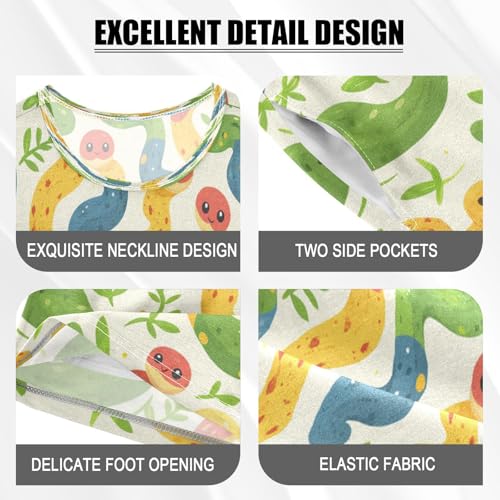 Pajama Sets Short Sleeve Cartoon Colorful Snake Pattern Soft Cotton Summer Sleepwear 2 Piece PJS Size 5-14T3